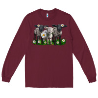 Burgundy baby sheeps with daisies Long Sleeve Tee - LillyAllenDesigns
