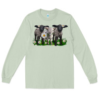 Matcha baby sheeps with daisies Long Sleeve Tee - LillyAllenDesigns