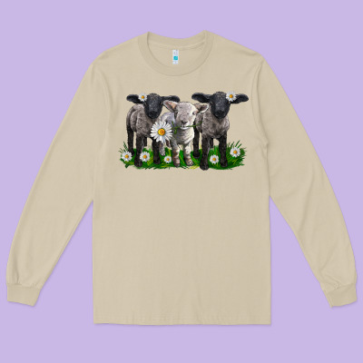 Baby Sheeps With Daisies Long Sleeve Tee Designed By Lillyallendesigns