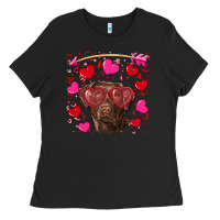 Black Valentine's day  labrador retriever Ladies Tee - RanaPortraitStore