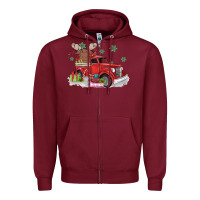 Burgundy christmas truck Zipper Hoodie - MaliasSmallBusiness