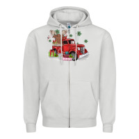 Dove Grey christmas truck Zipper Hoodie - MaliasSmallBusiness