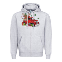 Heather Grey christmas truck Zipper Hoodie - MaliasSmallBusiness