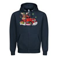 Navy christmas truck Zipper Hoodie - MaliasSmallBusiness