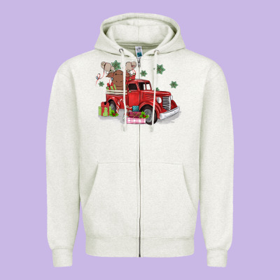 Christmas Truck Zipper Hoodie Designed By Maliassmallbusiness