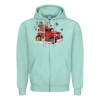 Seafoam christmas truck Zipper Hoodie - MaliasSmallBusiness