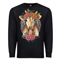 Black flower cow Premium Sweatshirt - Jasminsmagicworld
