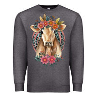 Charcoal Heather flower cow Premium Sweatshirt - Jasminsmagicworld