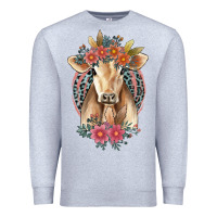 Heather Grey flower cow Premium Sweatshirt - Jasminsmagicworld