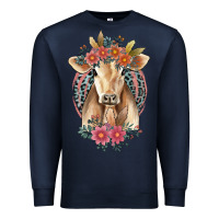 Navy flower cow Premium Sweatshirt - Jasminsmagicworld