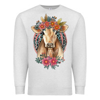 Oatmeal Heather flower cow Premium Sweatshirt - Jasminsmagicworld