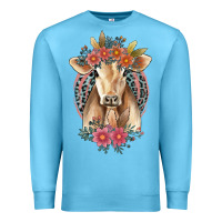 Ocean Blue flower cow Premium Sweatshirt - Jasminsmagicworld