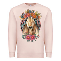 Pale Pink flower cow Premium Sweatshirt - Jasminsmagicworld