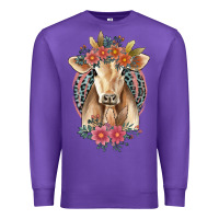 Purple flower cow Premium Sweatshirt - Jasminsmagicworld