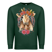 Sports Green flower cow Premium Sweatshirt - Jasminsmagicworld