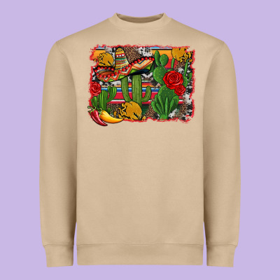 Mexican Cacti Background Heavyweight Sweatshirt Designed By Artiststas