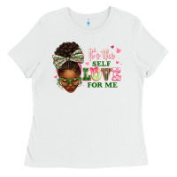 White sorority colors its the self love for me afro woman2 Ladies Tee - texasbilliewilder