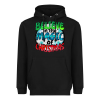 Black believe in the magic of christmas Heavyweight Hoodie - BarkalooDesign
