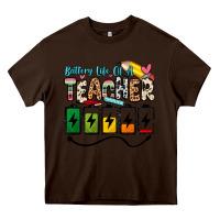 Chocolate Brown battery life of a teacher Heavy Core Tee - Zillion Design Studio