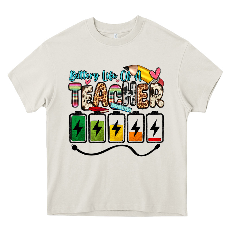 Battery Life Of A Teacher Heavy Core Tee by Zillion Design Studio | Teevron