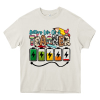 Cream battery life of a teacher Heavy Core Tee - Zillion Design Studio