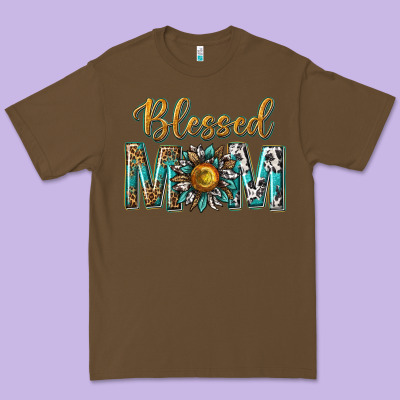Western Blessed Mom With Sunflower Premium Tee Designed By Texasbilliewilder