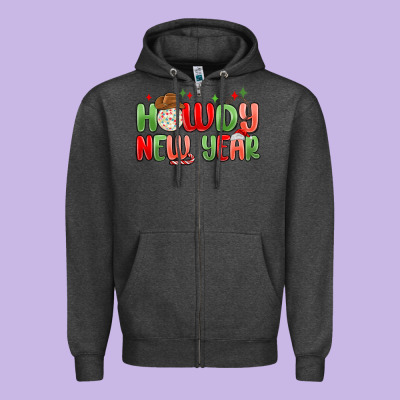 Howdy New Year Zipper Hoodie Designed By Maliassmallbusiness