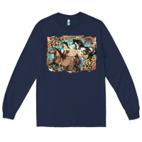 Navy 3 western horses running free Long Sleeve Tee - LillyAllenDesigns