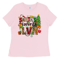 Bubblegum Pink santa's favorite lvn Ladies Tee - Zillion Design Studio