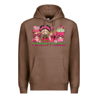 Chestnut cafecito y chisme with coffee cups Premium Hoodie - texasbilliewilder