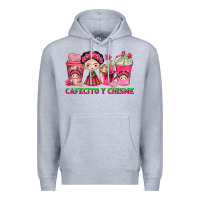 Heather Grey cafecito y chisme with coffee cups Premium Hoodie - texasbilliewilder