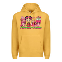 Mustard cafecito y chisme with coffee cups Premium Hoodie - texasbilliewilder