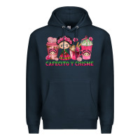 Navy cafecito y chisme with coffee cups Premium Hoodie - texasbilliewilder