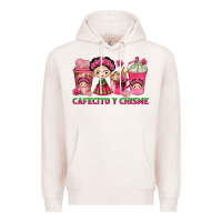 Pale Pink cafecito y chisme with coffee cups Premium Hoodie - texasbilliewilder