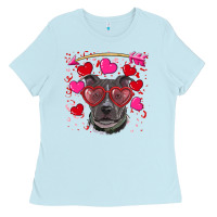 Baby Blue Valentine's day  pitbull Ladies Tee - RanaPortraitStore