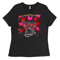 Black Valentine's day  pitbull Ladies Tee - RanaPortraitStore