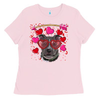 Bubblegum Pink Valentine's day  pitbull Ladies Tee - RanaPortraitStore