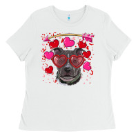 White Valentine's day  pitbull Ladies Tee - RanaPortraitStore