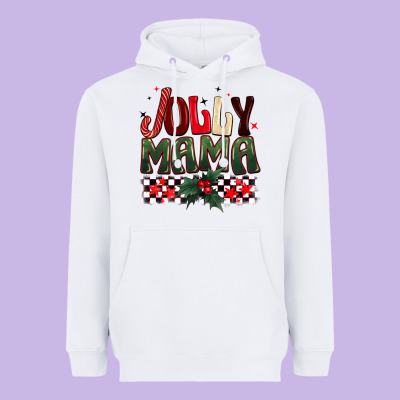Christmas Jolly Mama Heavyweight Hoodie Designed By Barkaloodesign