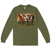 Army Green 2 horses at the ranch Long Sleeve Tee - LillyAllenDesigns