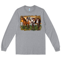 Heather Grey 2 horses at the ranch Long Sleeve Tee - LillyAllenDesigns