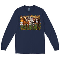 Navy 2 horses at the ranch Long Sleeve Tee - LillyAllenDesigns