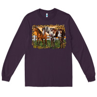 Plum 2 horses at the ranch Long Sleeve Tee - LillyAllenDesigns