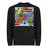 Black usa map cactus and sunflower seamless pattern Heavyweight Sweatshirt - BundleAndBundleShop