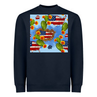 Navy usa map cactus and sunflower seamless pattern Heavyweight Sweatshirt - BundleAndBundleShop