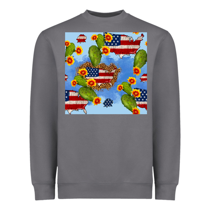 Usa Map Cactus And Sunflower Seamless Pattern Heavyweight Sweatshirt by BundleAndBundleShop | Teevron