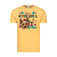 Vintage Mustard life is better with a yorkie Vintage Tee - Jasminsmagicworld