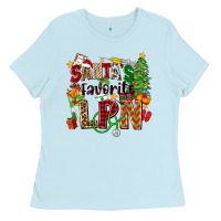 Baby Blue santa's favorite lpn Ladies Tee - Zillion Design Studio