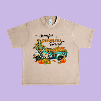 Grateful Thankful Blessed Urban Heavy Tee Designed By Jahusdesignshop