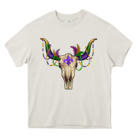 Cream mardi gras bullskull Heavy Core Tee - RanaPortraitStore